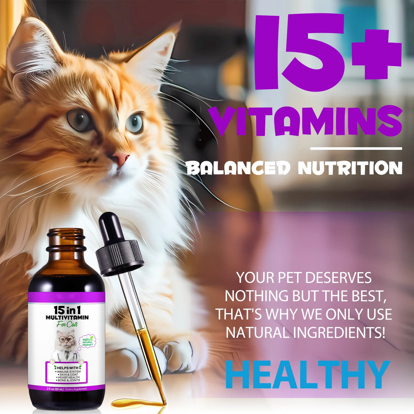 Immal® - 15 in 1 Multivitamin Drops For Cats