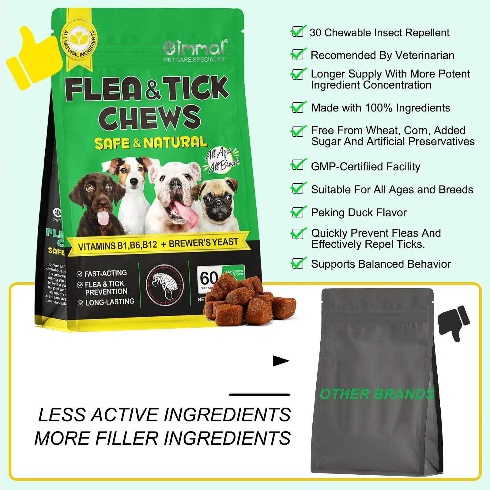 Oimmal® - Flea & Tick Prevention Soft Chews for Dogs