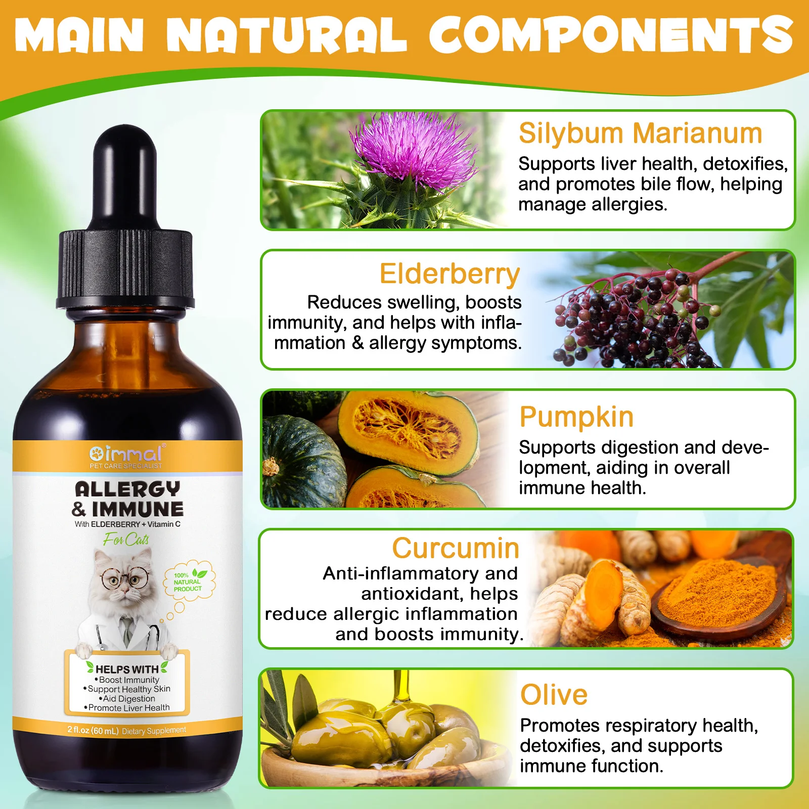 Oimmal® - Allergy & Immune Drops for Cats