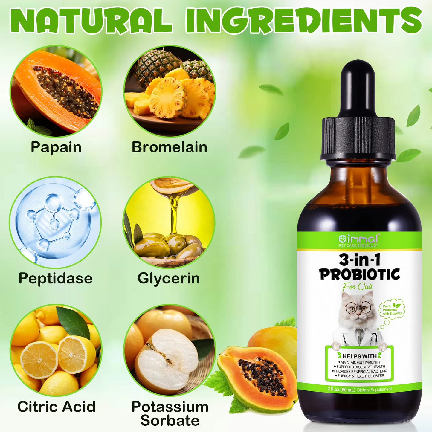 Immal® - 3-in-1 Probiotic Drops for Cats