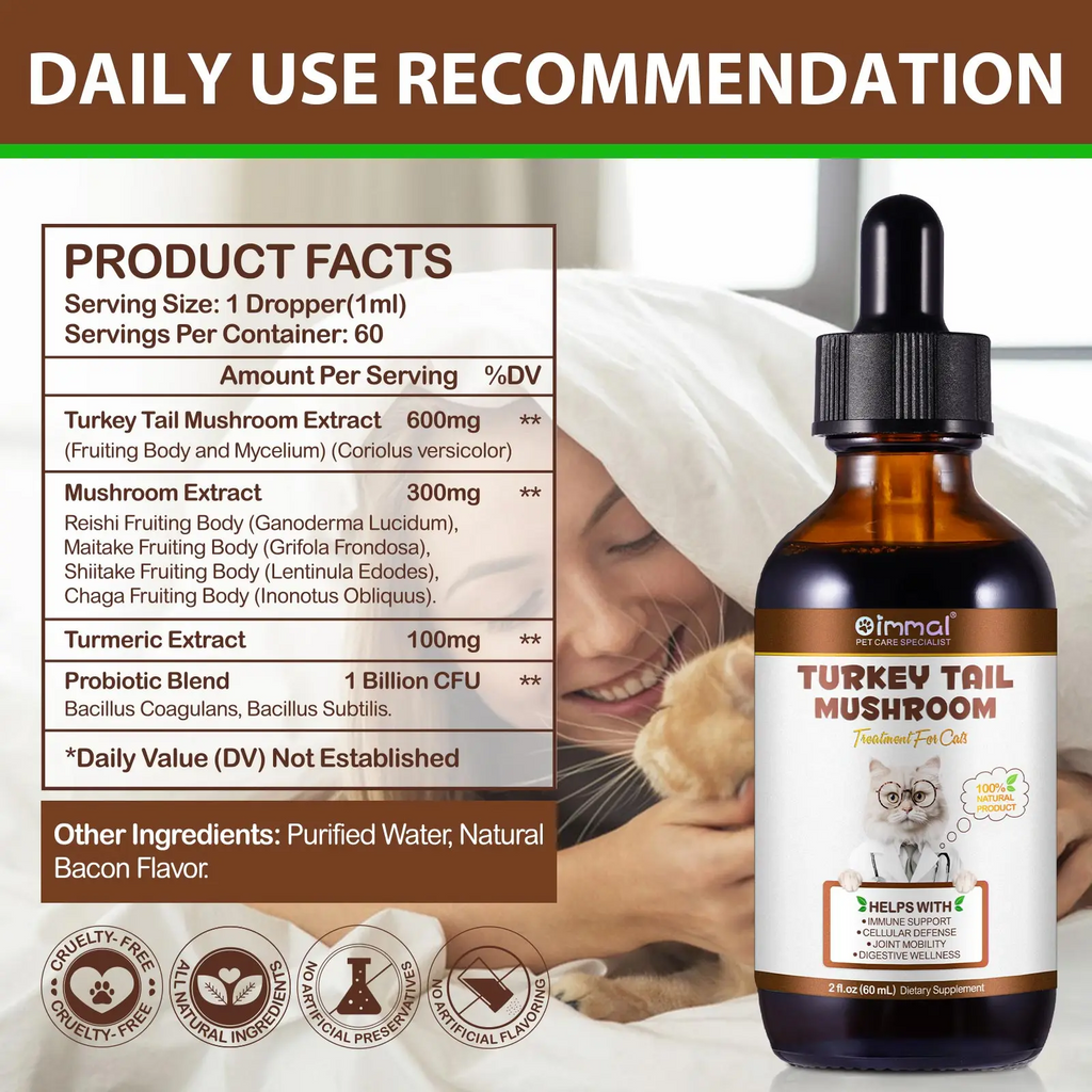 Oimmal® - Turkey Tail Mushrooms Drops For Cats