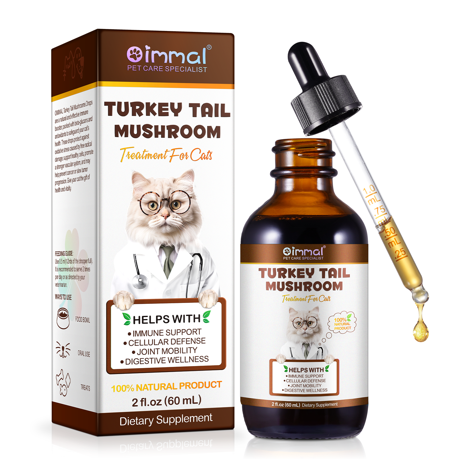 Oimmal® - Turkey Tail Mushrooms Drops For Cats