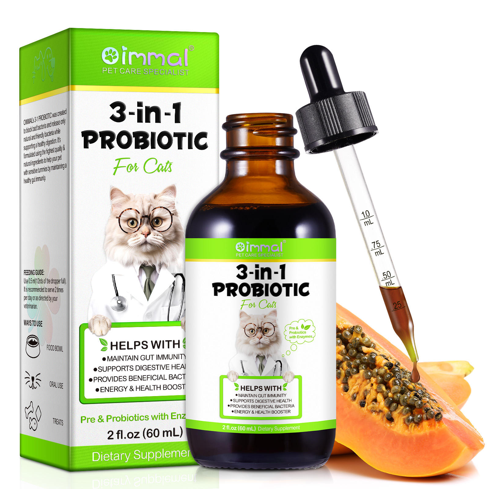 Oimmal® - 3-in-1 Probiotic Drops for Cats
