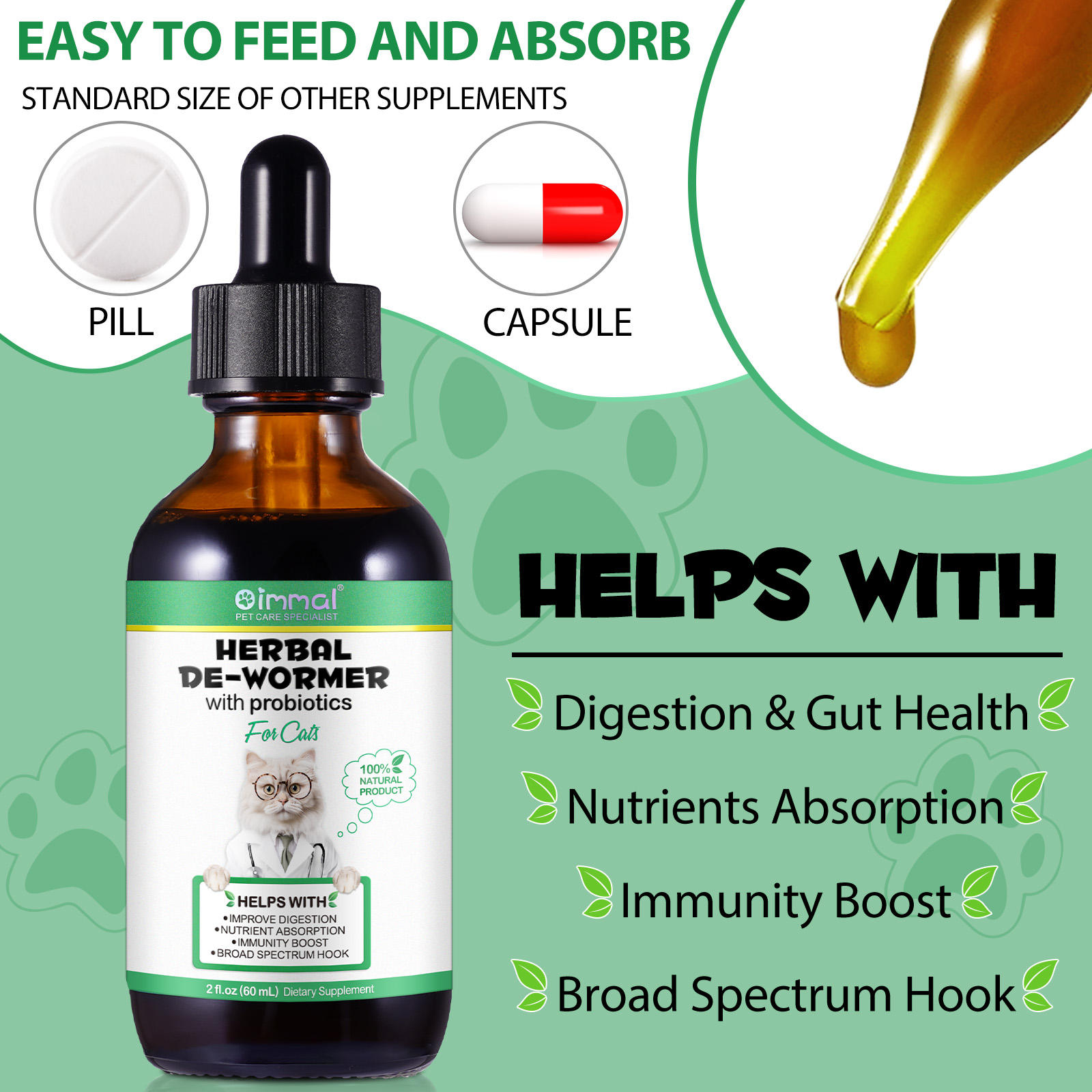 Oimmal® - Herbal De-Wormer Drops For Cats