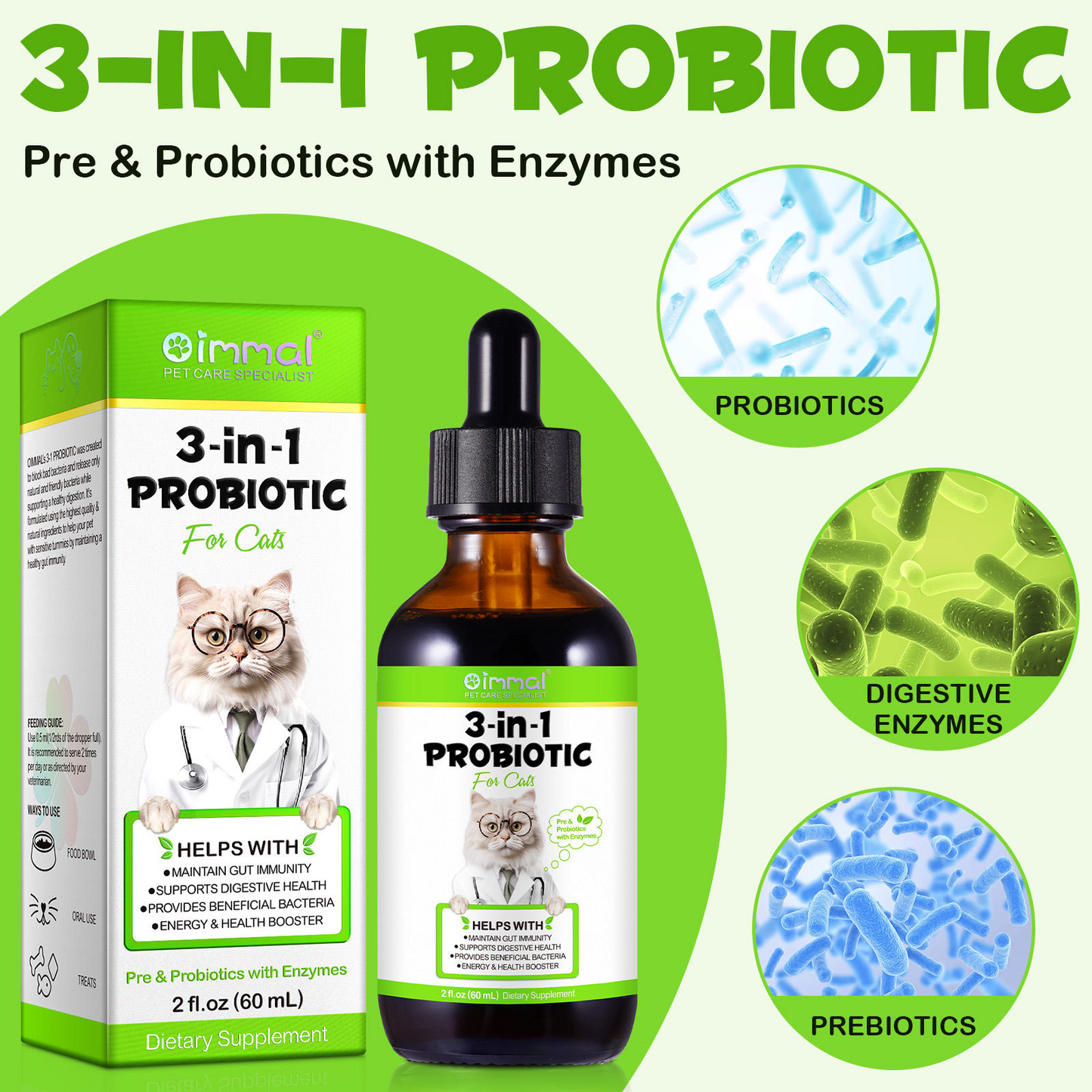 Immal® - 3-in-1 Probiotic Drops for Cats