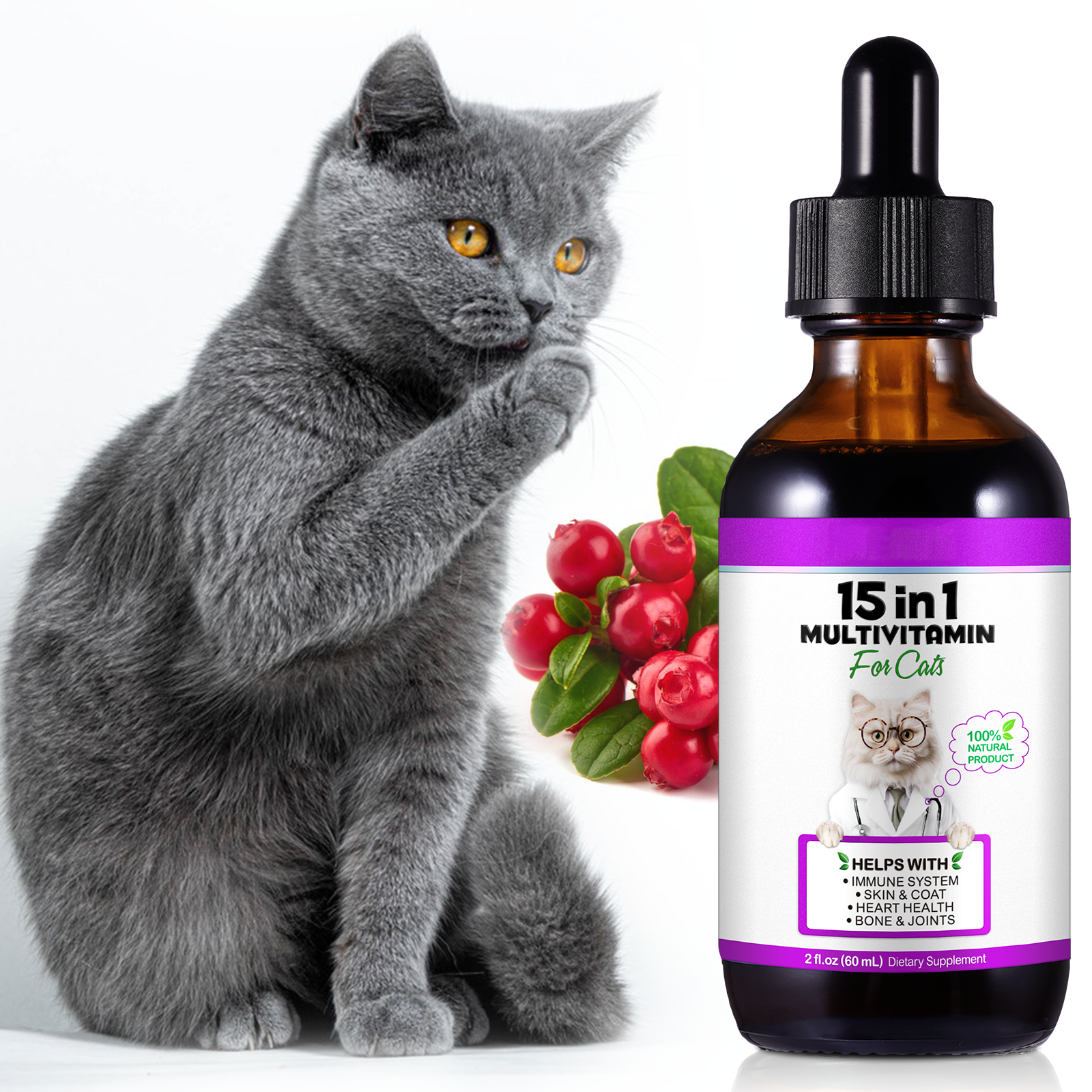 Oimmal® - 15 in 1 Multivitamin Drops For Cats