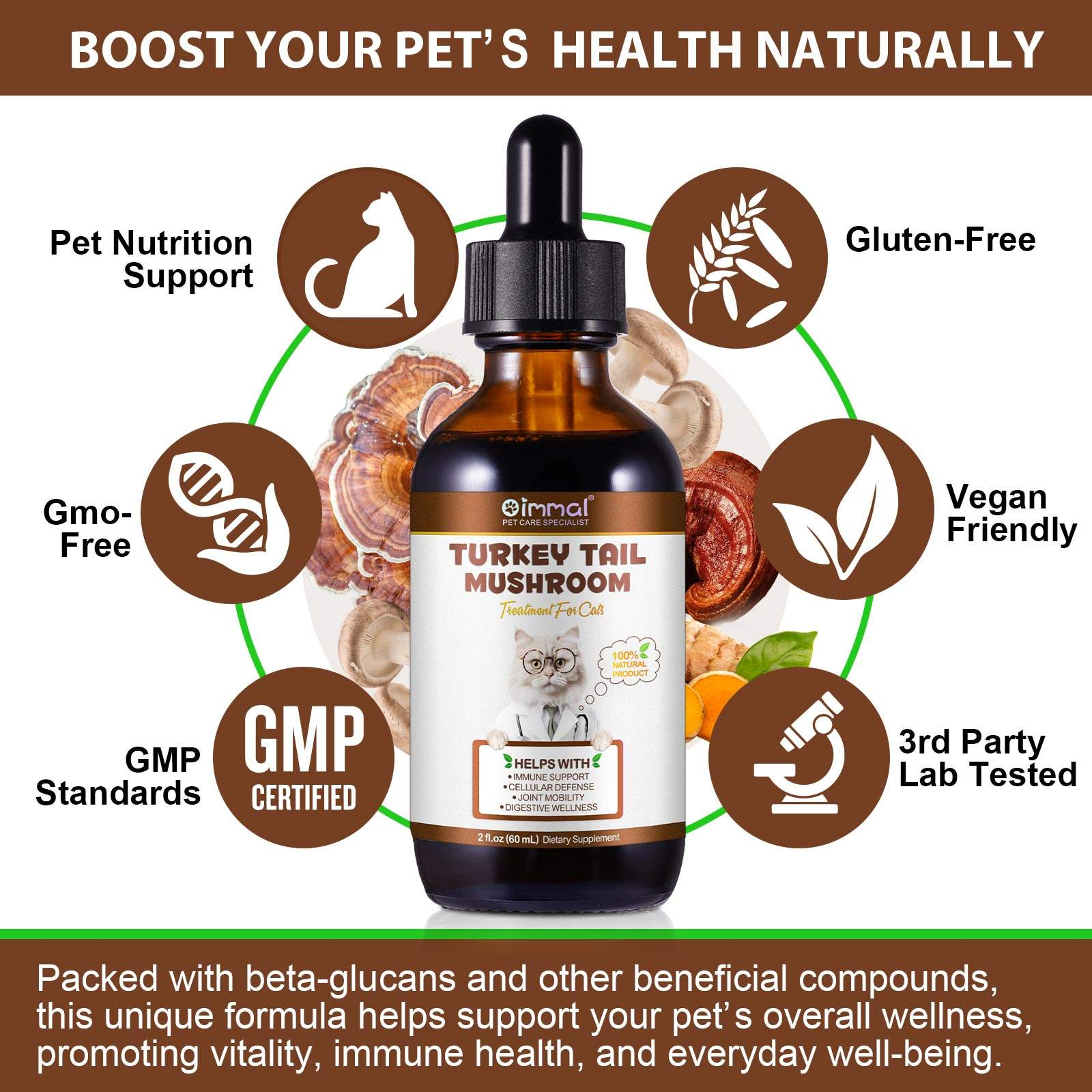 Oimmal® - Turkey Tail Mushrooms Drops For Cats