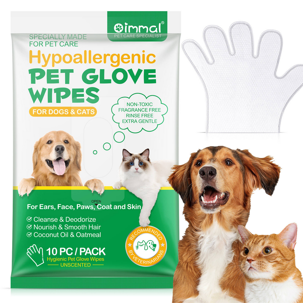 Oimmal® - 10 Hypoallergenic Pet Glove Wipes