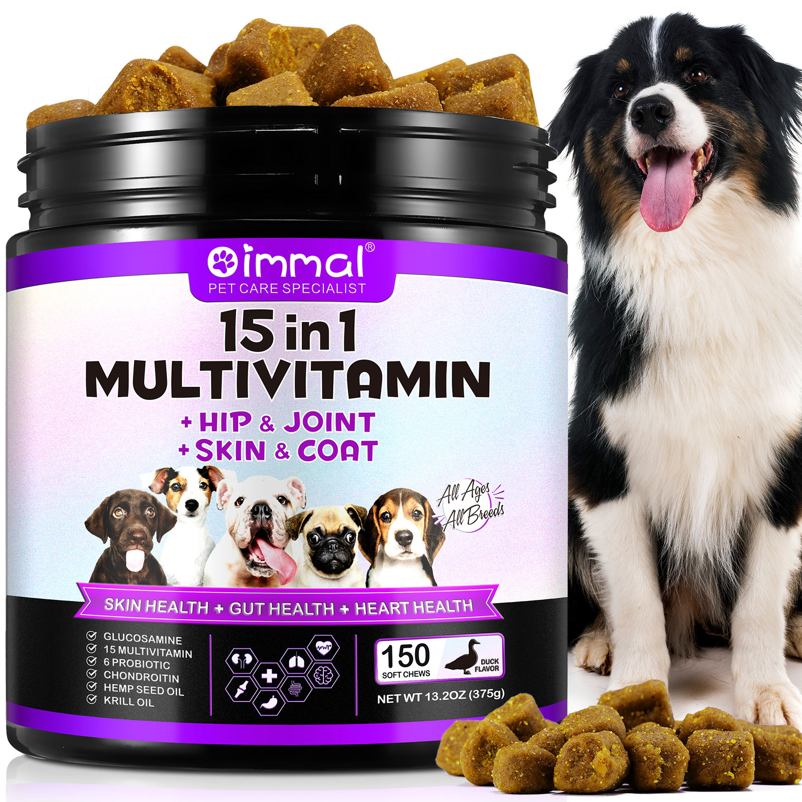 Oimmal® - 15 in 1 Multivitamin Chews For Dogs
