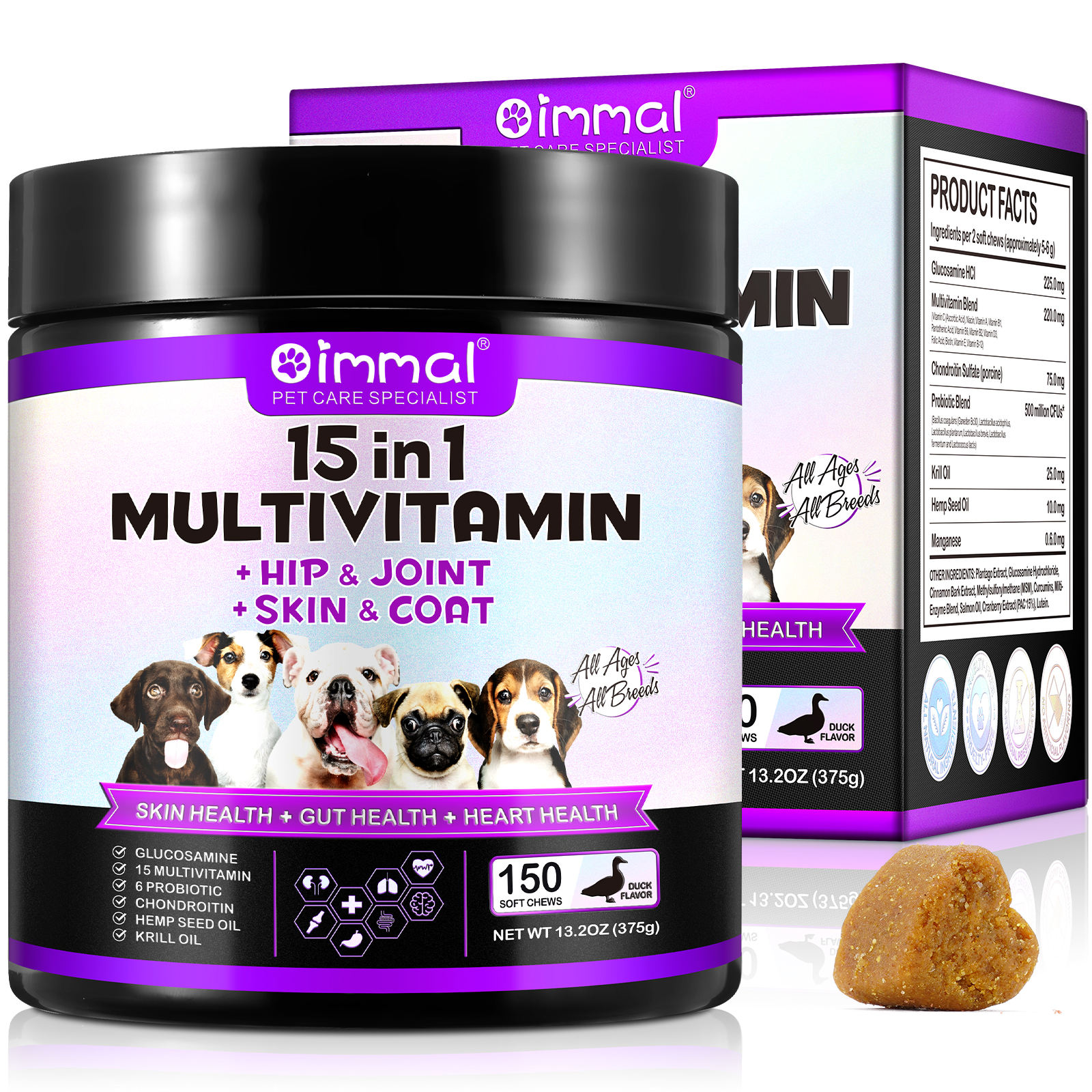 Oimmal® - 15 in 1 Multivitamin Chews For Dogs