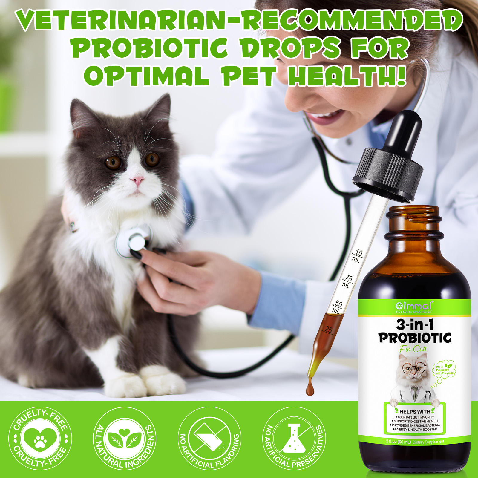 Oimmal® - 3-in-1 Probiotic Drops for Cats